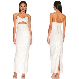 NEW NWT Alice + Olivia Valli Cutout Sequined Cami Maxi Dress In Off White